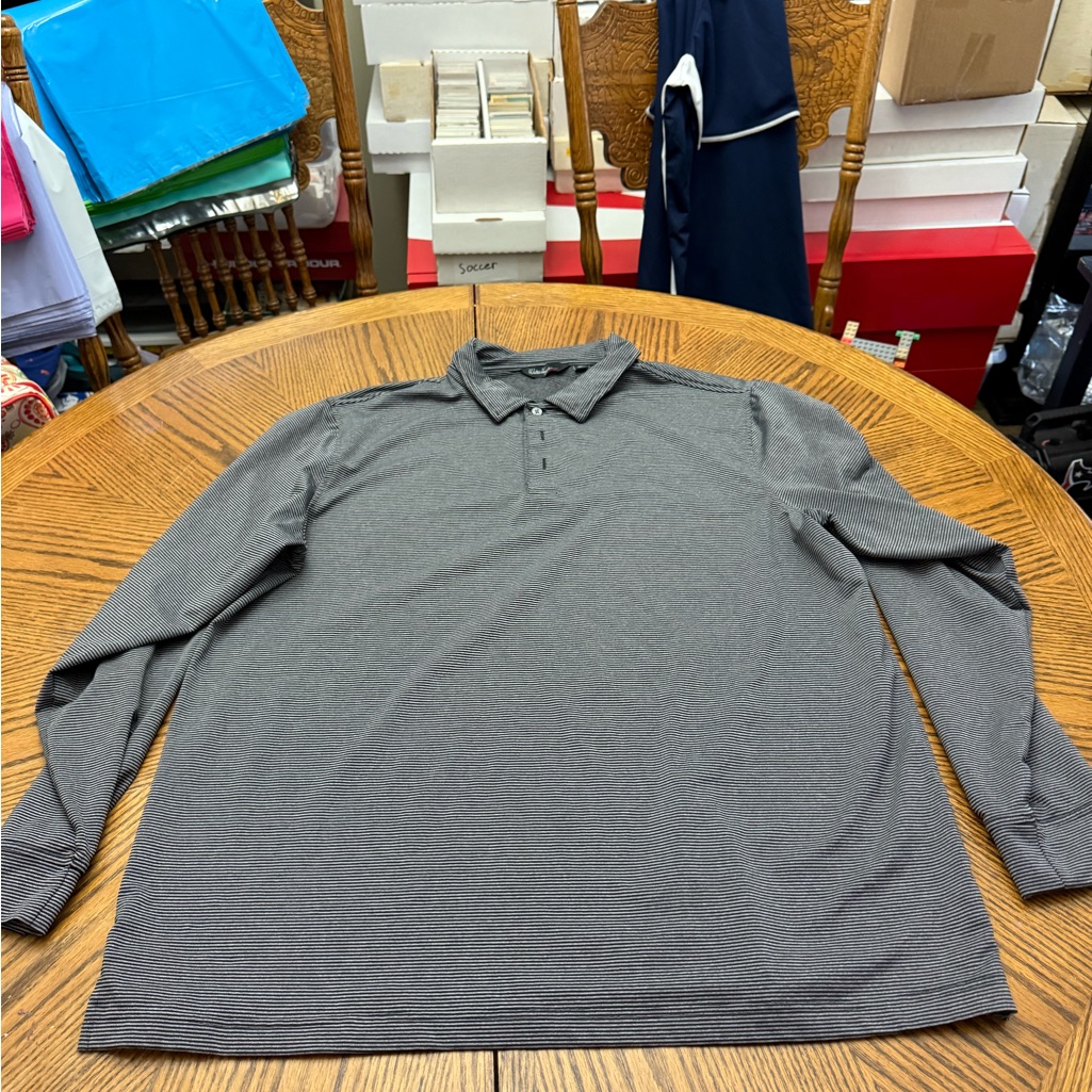 Walter Hagen Gray Striped Classic Polo Shirt